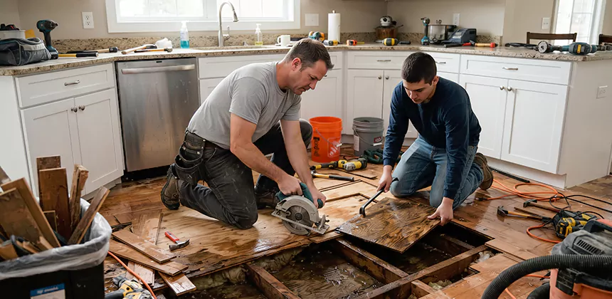 Kitchen Floor Water Damage Repair in Euless